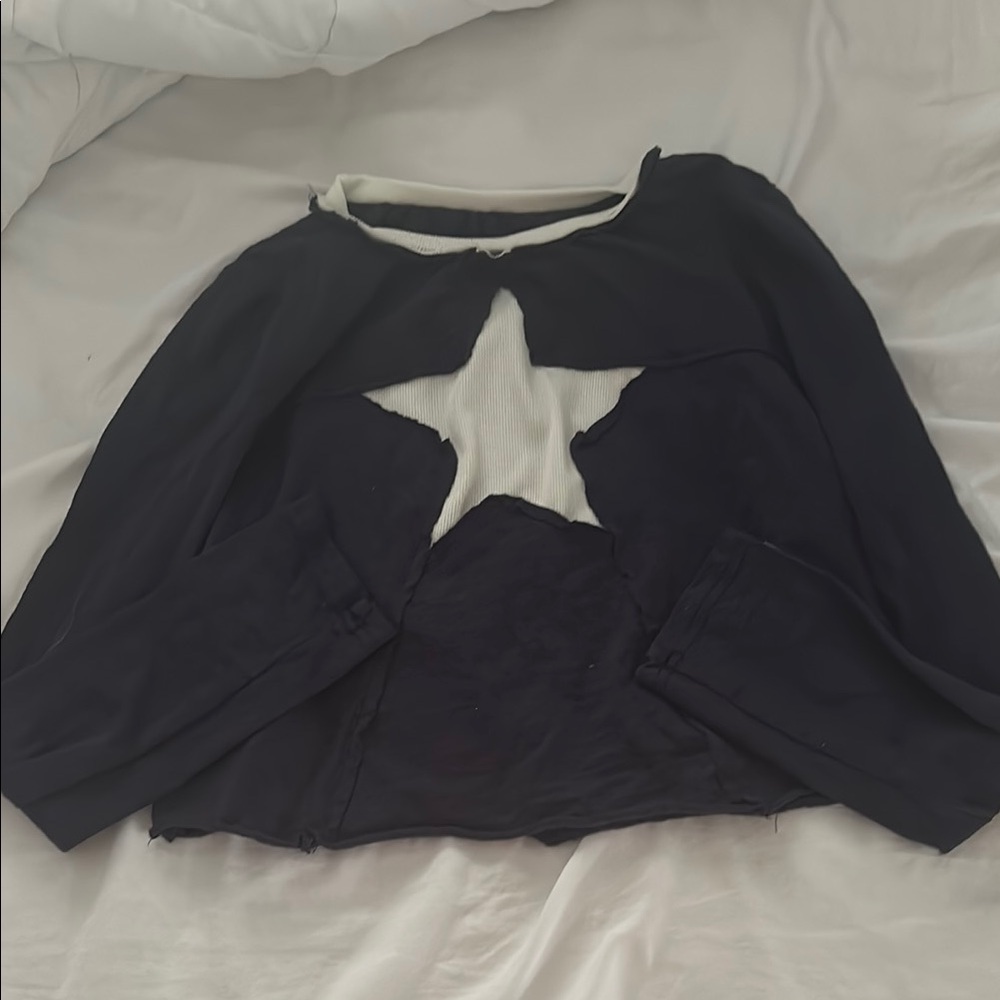 Blue cropped SHEIN long sleeved shirt